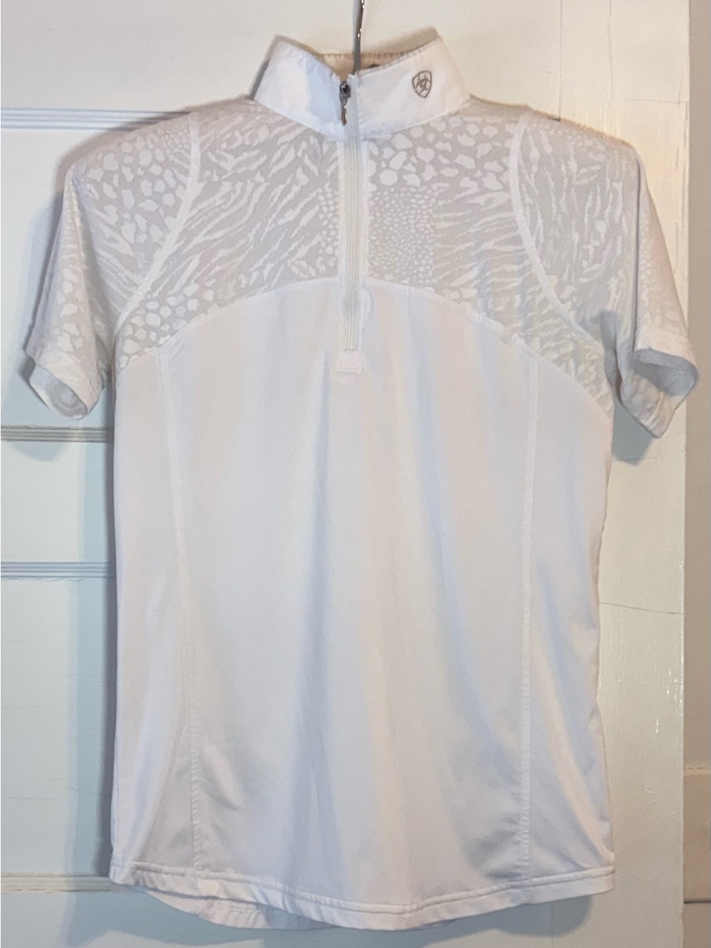 Ariat Pro-Series Equestrian Show Shirt  White & Sheer Women’s Small Short Sleeve